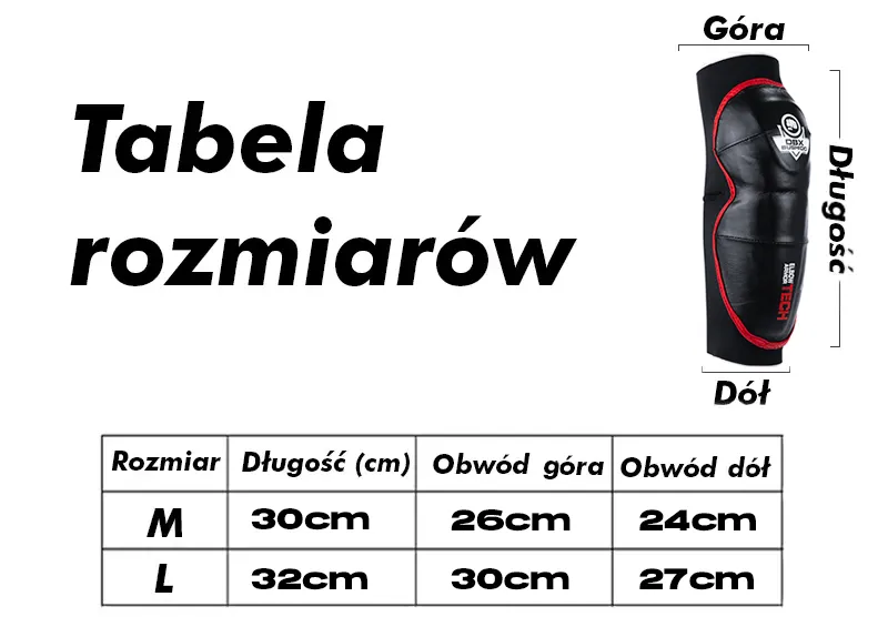 Tabela rozmiarów łokieć