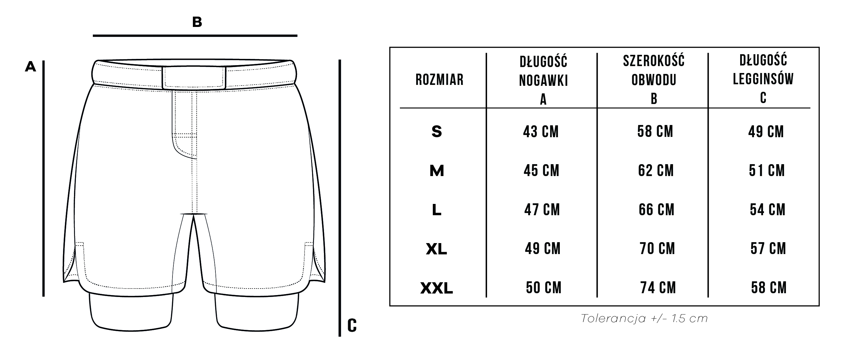 DBX Bushido MMA Shorts with Leggings Size Chart