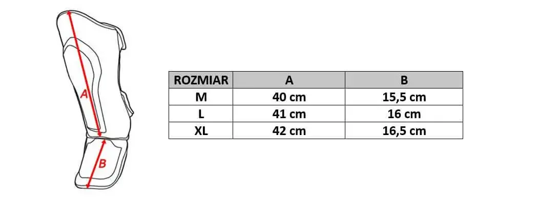 taver shin guard size chart