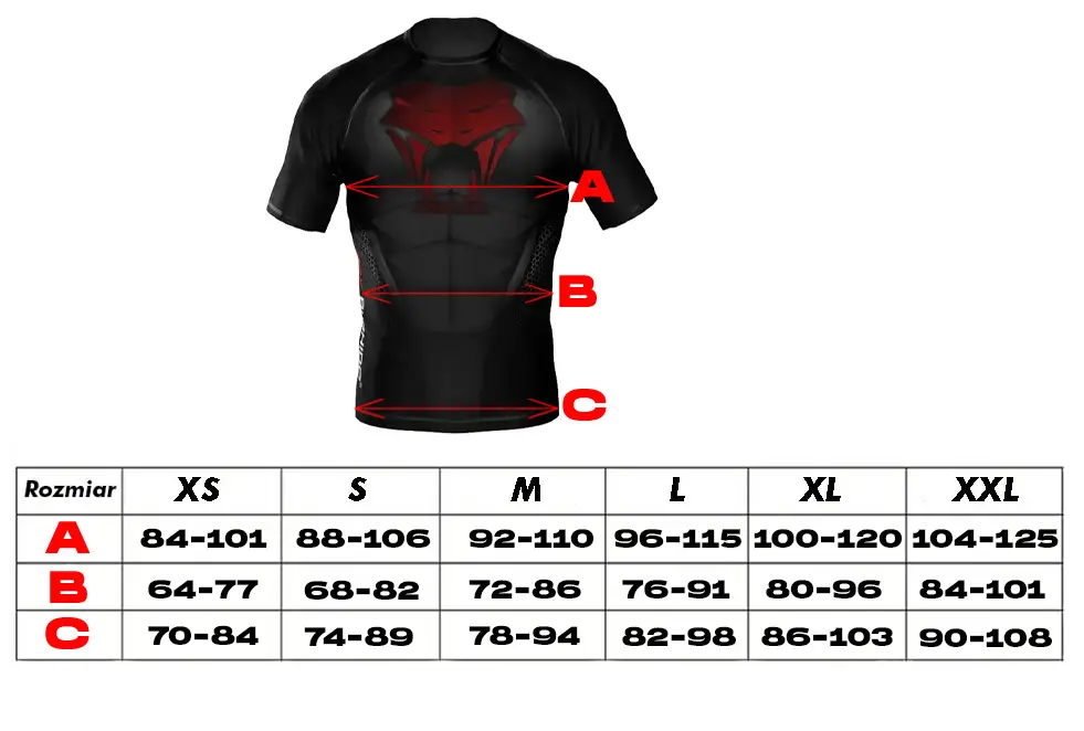 Snake Rashguard sizing measurements - Find your perfect fit