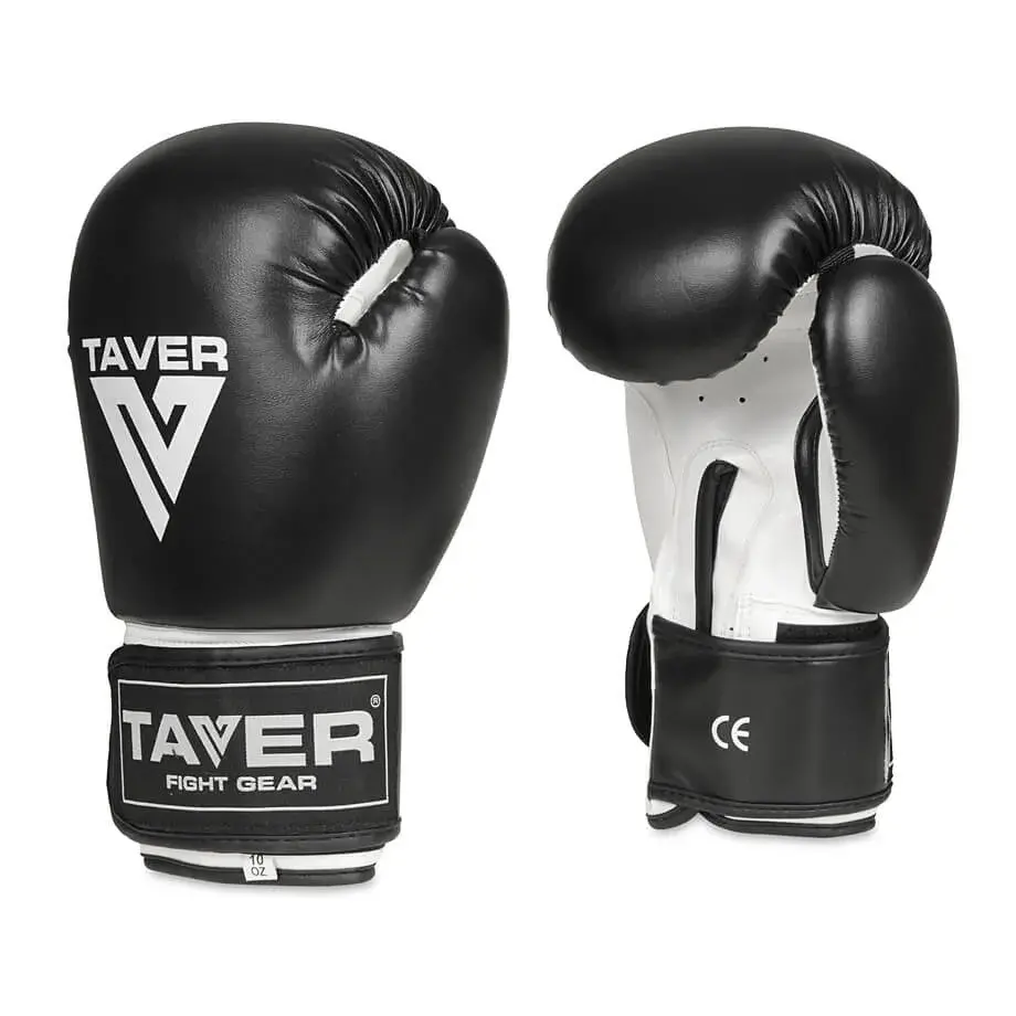 Black and white sparring training boxing gloves