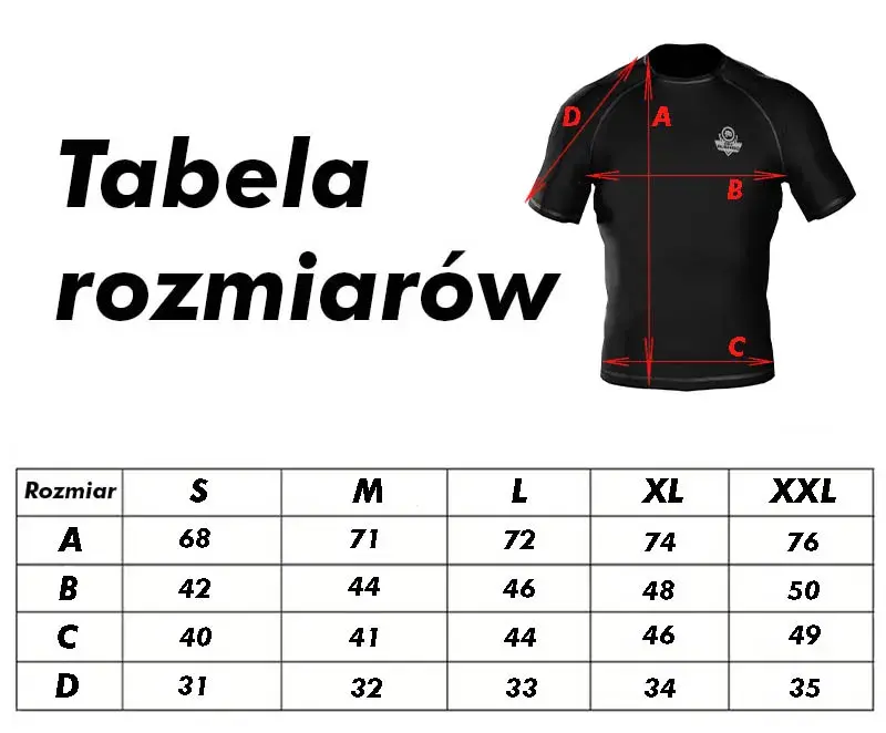 RashGuard Size Chart