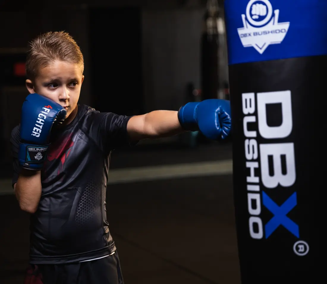 blue children's boxing gloves