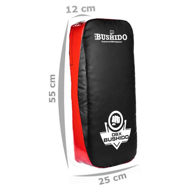 Thai training shield with an elongated profile - black and red