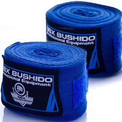 BLUE BOXING BANDAGES, WRAPS, 4 METERS, BUSHIDO