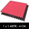 Exercise mat with Safety Certificate - Puzzle 1x1m - Tatami 4 cm - Black and Red