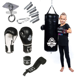 80 cm / 15 kg - Punching bag + Boxing gloves + Wraps + Fastening - Boxing set