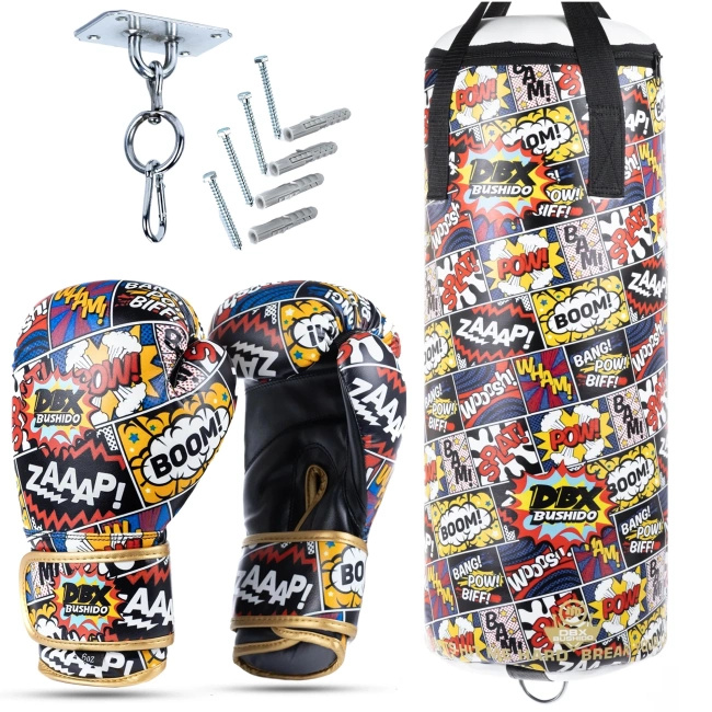 Cartoon Red Kids Set – EMPTY Punching Bag + Gloves – 75 cm | DBX Bushido