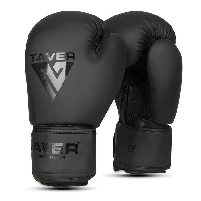TAVER Black 8oz boxing sparring gloves