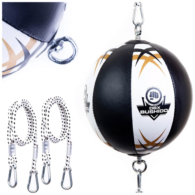 69 cm - BUSHIDO BOXING REFLEX BALL, BLACK AND WHITE LEATHER