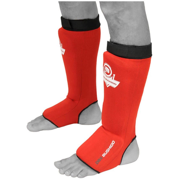 Elastic red shin guards - Shin and Stopa SP-20v2 M