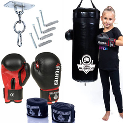 80 cm / 15 kg - Punching bag + Boxing gloves + Wraps + Fastening - Boxing set