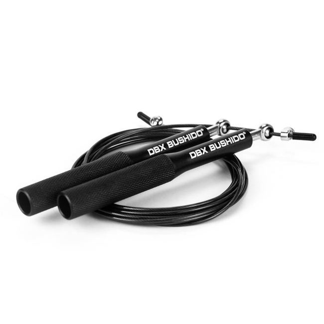 Aluminum skipping rope with steel cable DBX Pro Black + cover