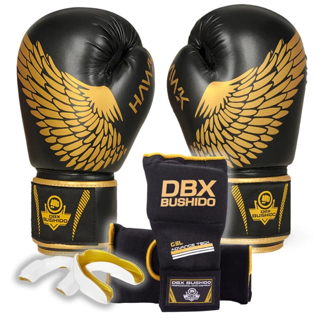 Boxing set: 407 boxing gloves + wraps + mouthguard