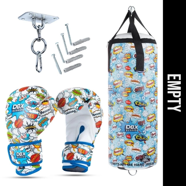 Cartoon Blue Kids Set – EMPTY Punching Bag + Gloves – 75 cm
