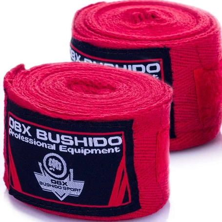 RED BOXING BANDAGES, WRAPS, 4 METERS, BUSHIDO