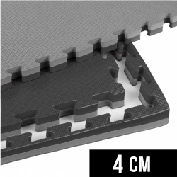 Exercise mat with Safety Certificate - Puzzle 1x1m - Black - Gray - 4 cm