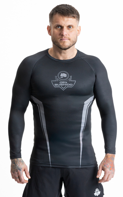 Gray rashguard with long sleeves - DBX Bushido logo