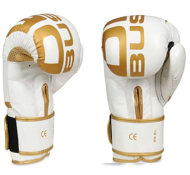 BOXING GLOVES, BUSHIDO, WHITE AND GOLD LEATHER - 10oz DBX-B-2 v1