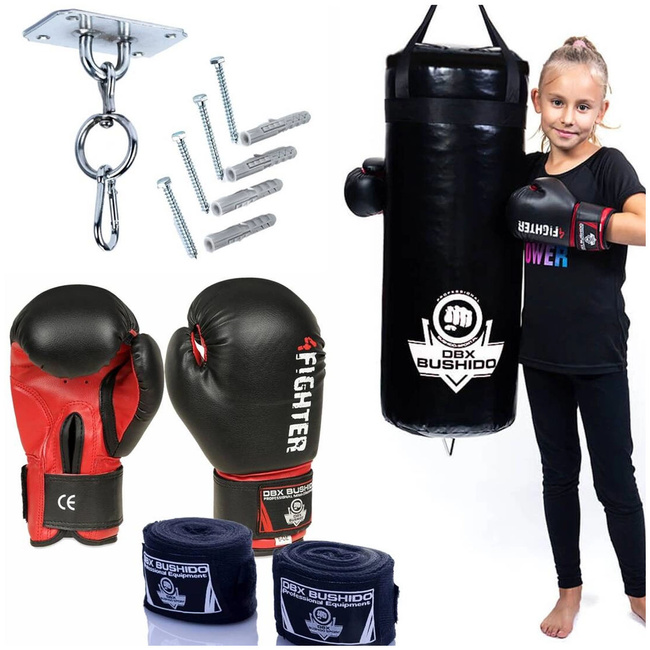 80 cm / 15 kg - Punching bag + Boxing gloves + Wraps + Fastening - Boxing set