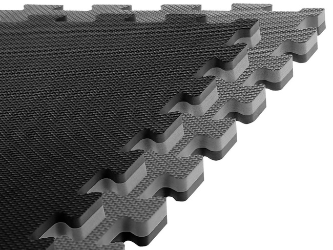 Exercise mat with Safety Certificate - Puzzle 1x1m - Black - Gray - 4 cm