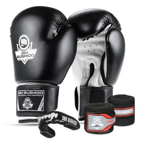 Boxing set: 407a boxing gloves + boxing wraps + mouthguards