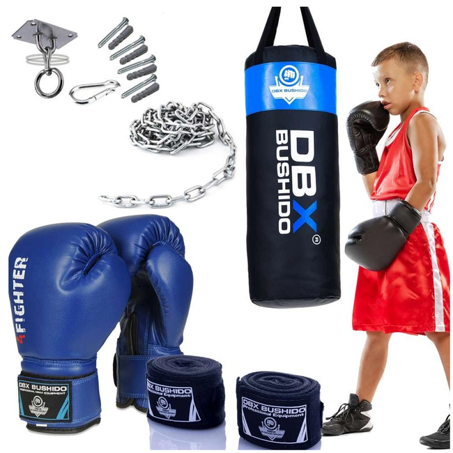 80 cm / 15 kg - Children's Boxing Set DBX Junior Blue + chain