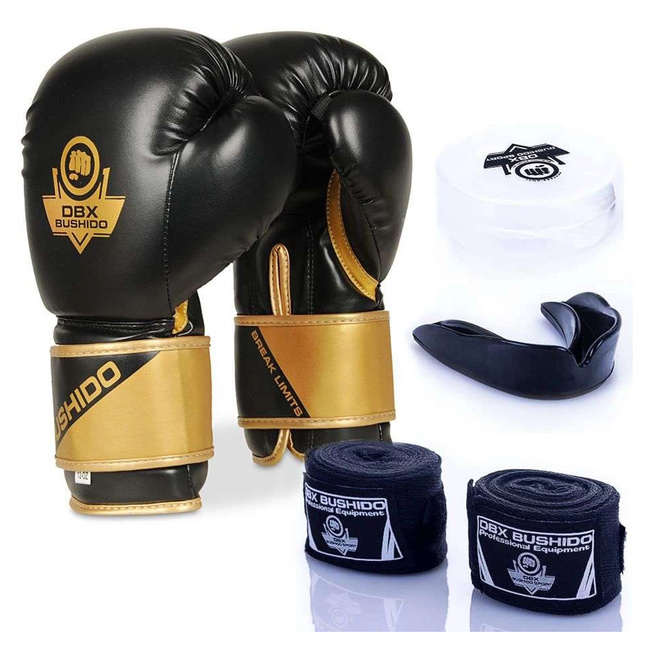 Boxing set: 2v10 boxing gloves + boxing wraps + mouthguards