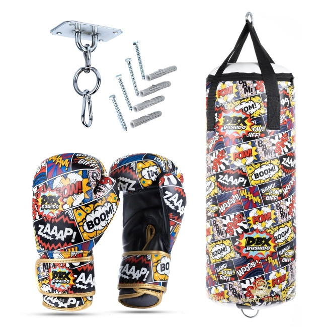 Cartoon Red Kids Set – Punching Bag + Gloves – 65 cm | DBX Bushido