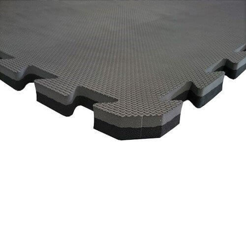 Exercise mat with Safety Certificate - Puzzle 1x1m - Black - Gray 2 cm
